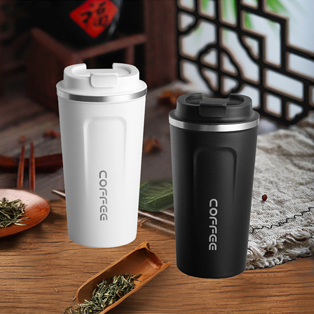 Termohrnek Techsuit (THM2) – s víčkem na kávu, přenosný, nerezová ocel, 380 ml – zelený