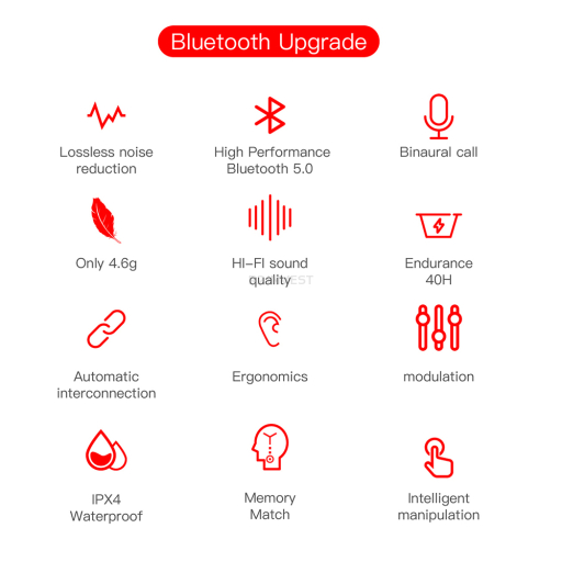 Bezdrátová sluchátka Bluetooth 5.0 , E6s černá