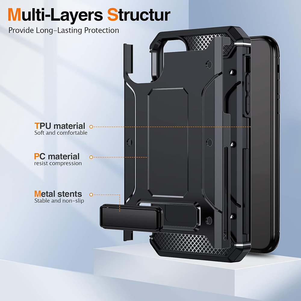 Kryt iPhone 12 /12 Pro, Techsuit - Hybrid Armor Kickstand , černý