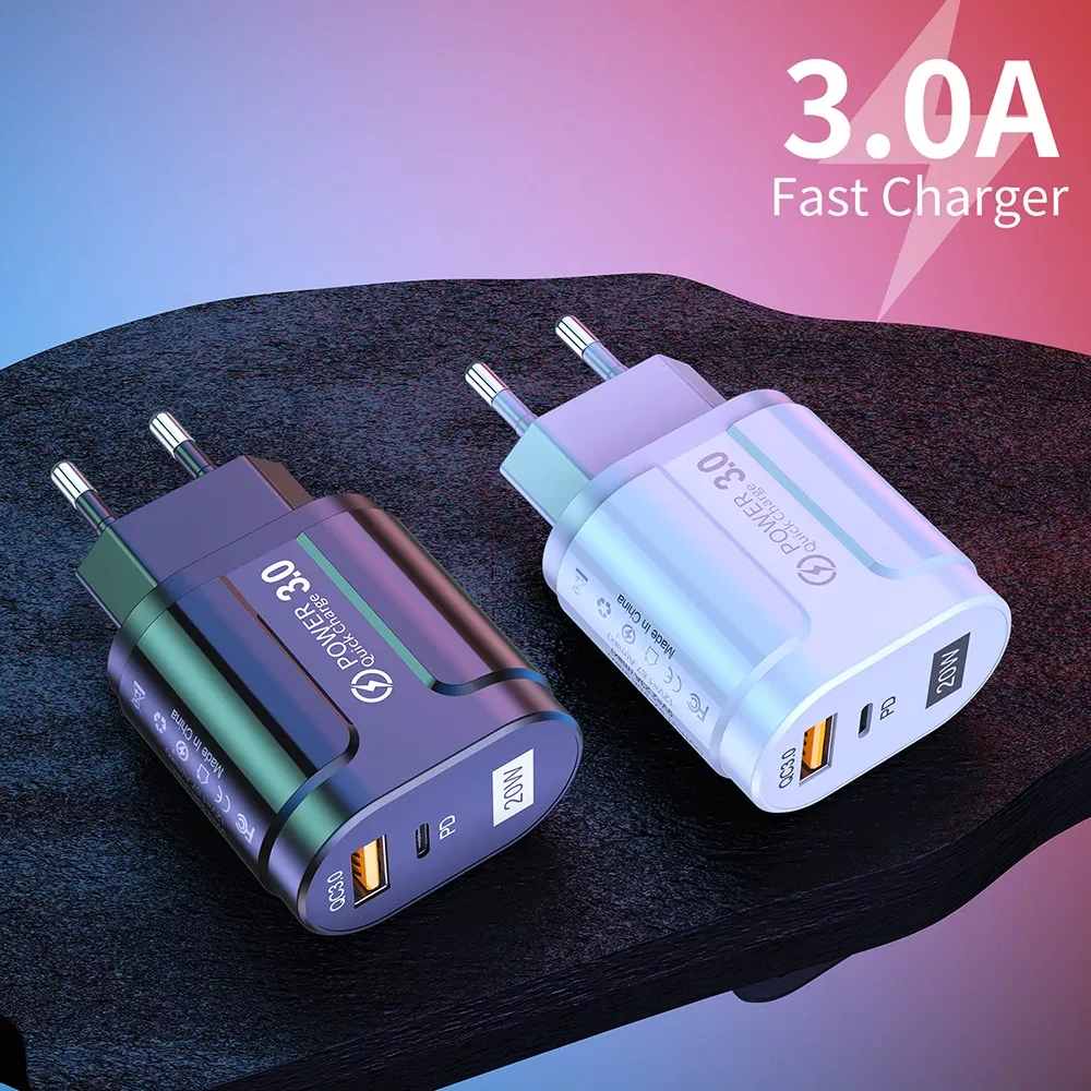 Nabíječka do sítě Techsuit Premium (CHPD038) - USB-A, QC 3.0, USB-C, 20W - bílá