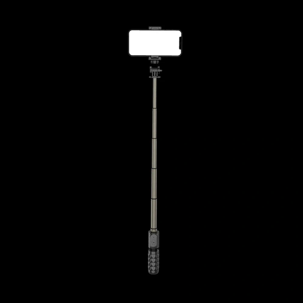 Selfie tyč Tripod Techsuit (Q10) – Stabilní gimbal/stativ s dálkovým ovládáním Bluetooth, výplňové světlo, rotace o 360, 68 cm – černá