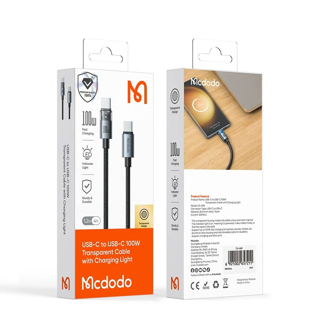 Datový kabel Mcdodo (CA-5582) USB-C na USB-C, 100W, 1.2m - bílý