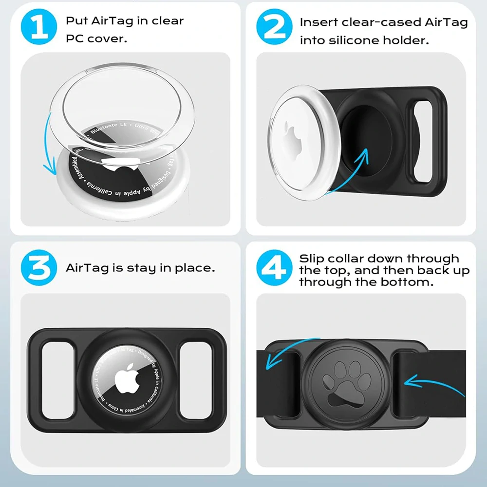Pouzdro pro APPLE AIRTAG pro psy Techsuit BuddyGuard (DG1) voděodolný, pro obojky široké 0,6"–1,3" – černý