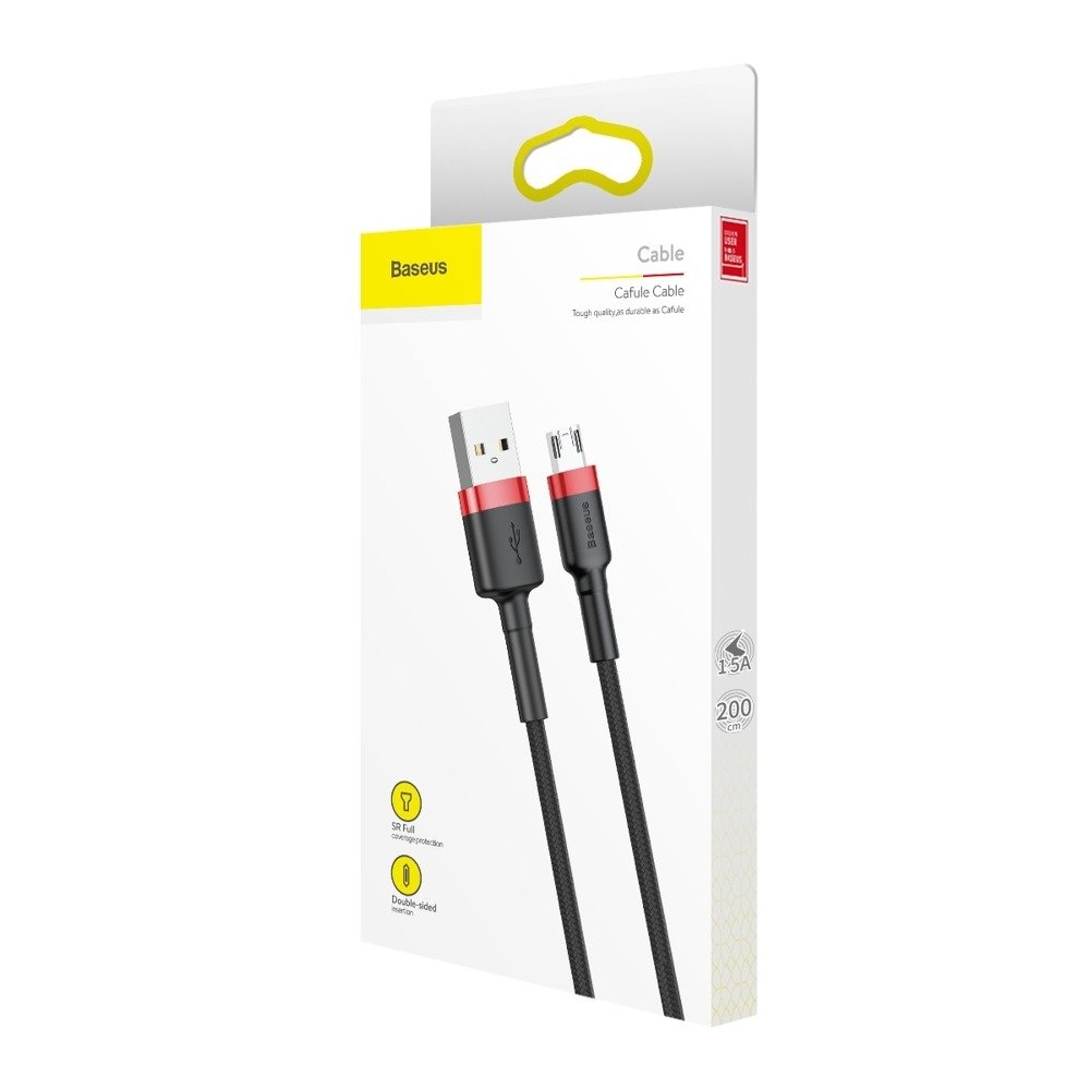 Datový kabel Micro USB Baseus - odolný nylonový kabel, 2,4A 1m, červený + černý