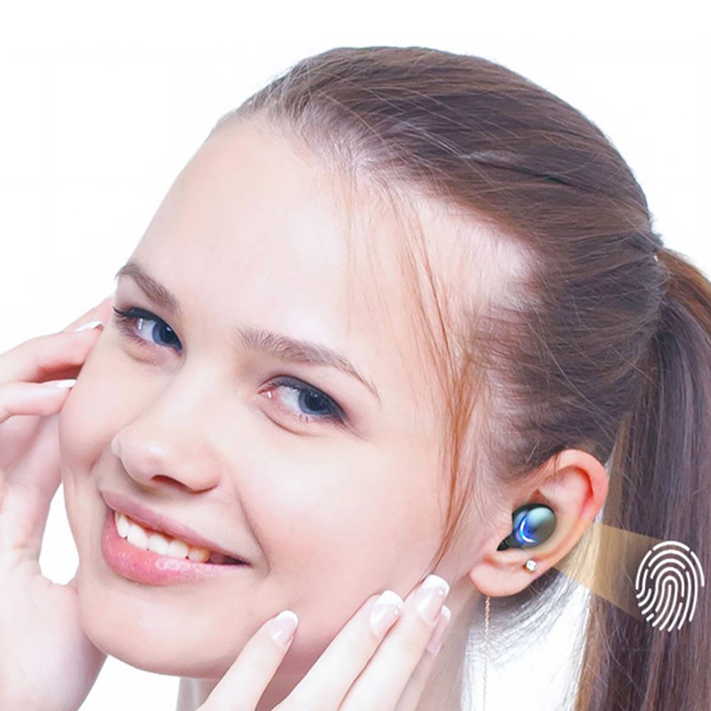 Bezdrátová sluchátka Bluetooth 5.0 HF TWS F9-5c s displejem bílá