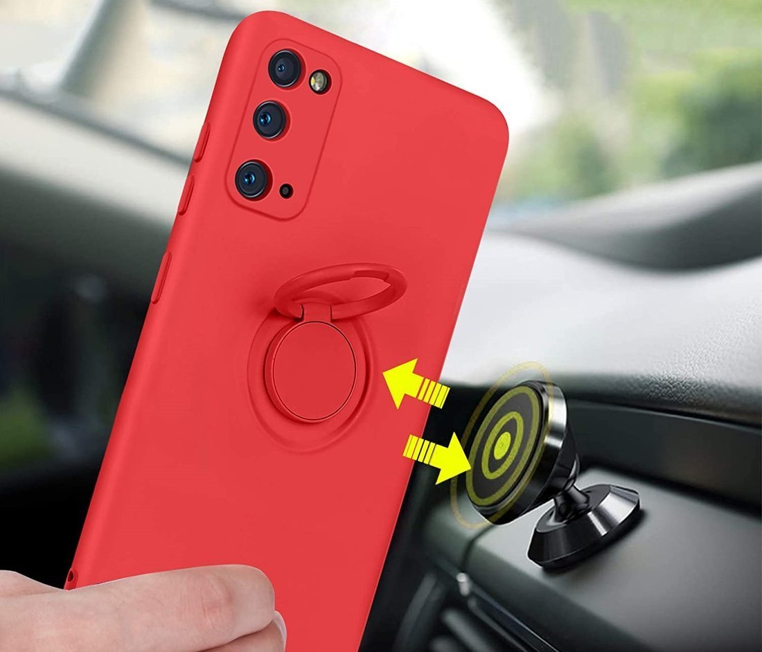 Kryt Xiaomi Redmi 9A / Redmi 9AT Silicone Ring Magnetic Stand červený