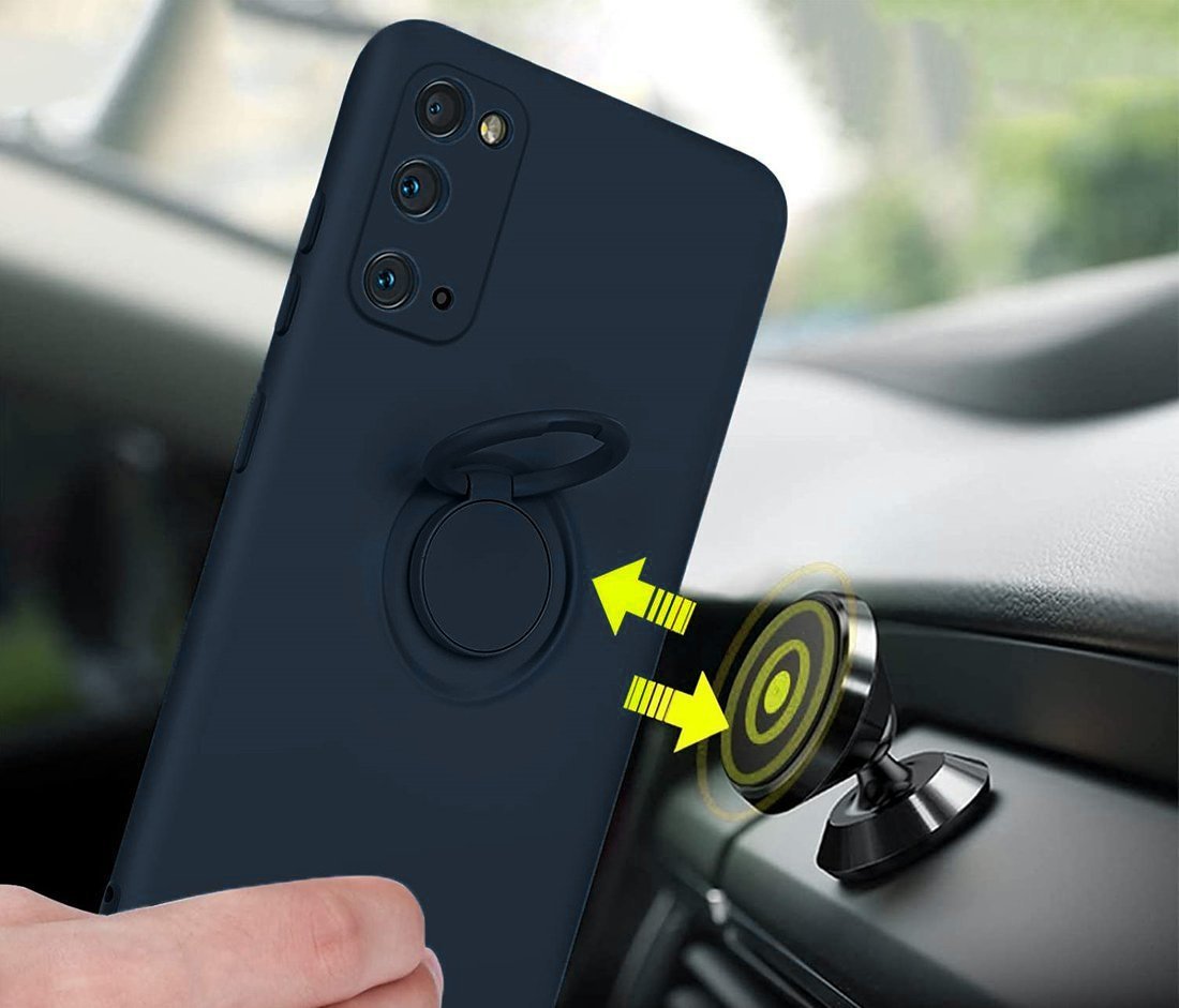 Kryt Xiaomi Redmi 9A / Redmi 9AT Silicone Ring Magnetic Stand modrý