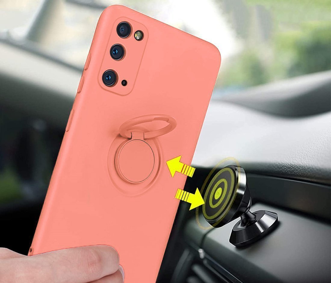 Kryt Xiaomi Redmi 9 Silicone Ring Magnetic Stand růžový