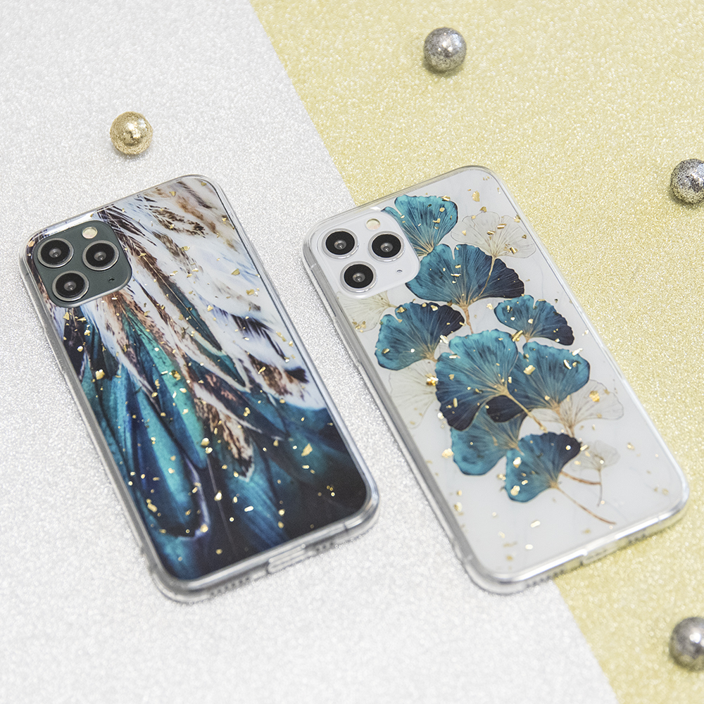 Kryt Samsung Galaxy A22 5G Silicone Gold Glam leaves