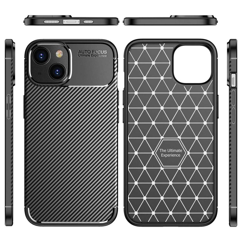 Kryt iPhone 14 Armored Shockproof Carbon Fiber černý