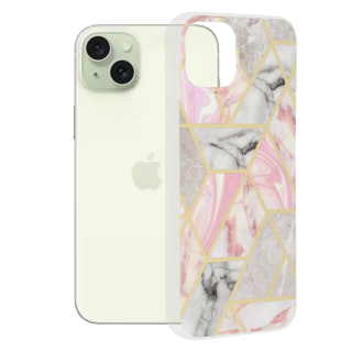 Kryt iPhone 15 Techsuit - Marble Series - Pink Hex