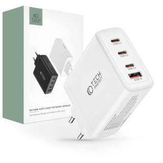 Nabíječka do sítě 100W 3x USB-C PD + QC3.0 USB Tech-Protect NC100W-GAN bílá