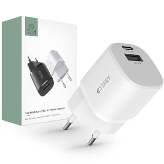 Nabíječka do sítě 20W USB QC3.0 + USB-C PD Tech-Protect C20W Mini bílá