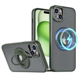 Kryt iPhone 15 Plus, Techsuit - MagSafe Ghost Holder, zelený