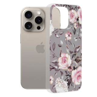 Kryt iPhone 15 Pro Max Techsuit - Marble Series - Bloom of Ruth Gray