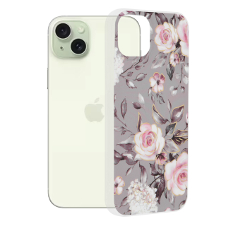 Kryt iPhone 15 Plus Techsuit - Marble Series - Bloom of Ruth Gray