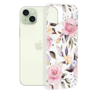 Kryt iPhone 15 Plus Techsuit - Marble Series - Chloe White