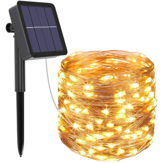 Solární světelný řetěz 10m 100 LED teplá bílá