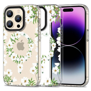 Kryt Samsung iPhone 15 Pro Max Tech-Protect MagMood MagSafe White Daisy transparentní