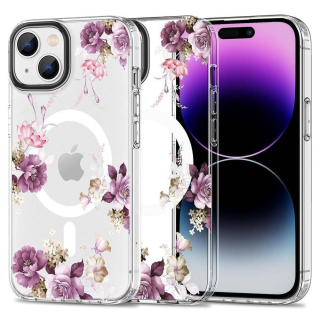 Kryt iPhone 15 Plus Tech-Protect MagMood MagSafe Spring Flowers transparentní