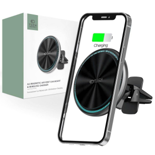 Magnetický držák do auta MagSafe 15W na ventilační mřížku Tech-Protect A2 černý