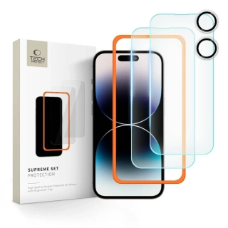 Tvrzené sklo iPhone 16 Plus Tech-Protect Supreme Set (2 ks sklo + 1 ks fotoaparát) čiré