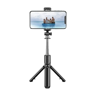 Selfie tyč Tripod Techsuit (S03) – stabilní a kompaktní držák na stativ s dálkovým ovládáním Bluetooth, 68 cm – černý