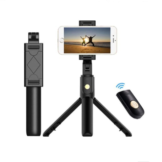 Selfie tyč Tripod Techsuit (K07) - Kompaktní držák na stativ s dálkovým ovládáním Bluetooth, skládací, 70 cm - černý
