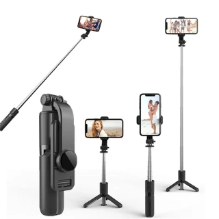 Selfie tyč Tripod Techsuit (L11) – Stabilní stativ s Bluetooth samospouští, 360 rotace, 73 cm – černá