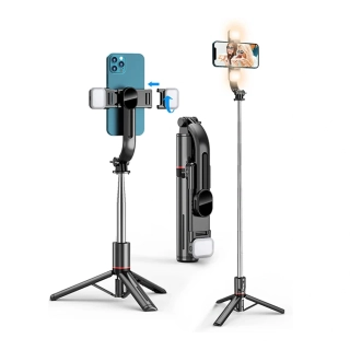 Selfie tyč Tripod Techsuit (L13d) – Stabilní stativ s dvojitou výplní, dálkové ovládání Bluetooth, 360, 116 cm – černá