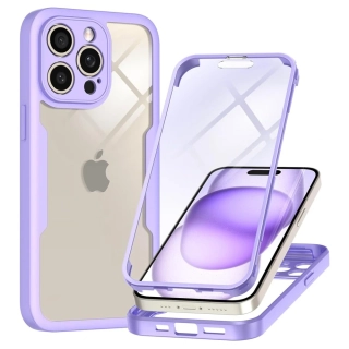 Pouzdro iPhone 16 Pro Techsuit - ColorVerse 360 Series + ochrana obrazovky, fialové