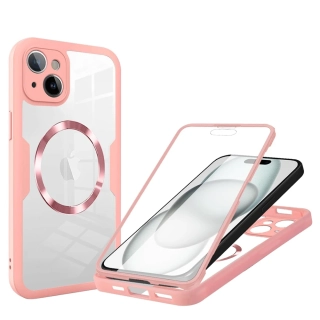 Pouzdro iPhone 15 Techsuit - ColorVerse 360 MagSafe Series + ochrana obrazovky, růžové