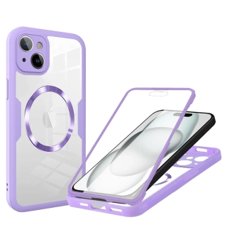Pouzdro iPhone 15 Plus Techsuit - ColorVerse 360 MagSafe Series + ochrana obrazovky, fialové