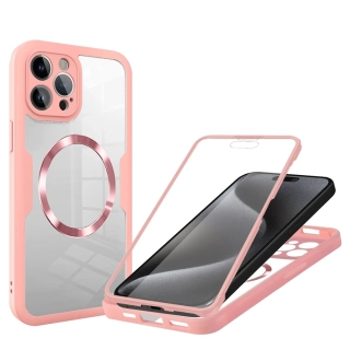Pouzdro iPhone 16 Pro Max Techsuit - ColorVerse 360 MagSafe Series + ochrana obrazovky, růžové