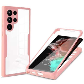 Pouzdro Samsung Galaxy S24 Ultra 5G, Techsuit - ColorVerse 360 Series + ochrana obrazovky, růžové