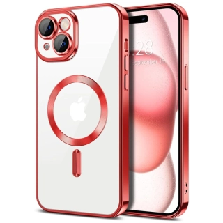 Kryt iPhone 15 Plus Techsuit Luxury Crystal MagSafe - červený