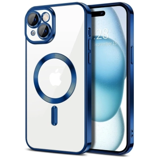 Kryt iPhone 15 Techsuit Luxury Crystal MagSafe - tmavě modrý