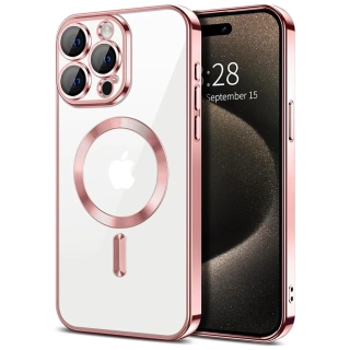 Kryt iPhone 15 Pro Max Techsuit Luxury Crystal MagSafe - růžový