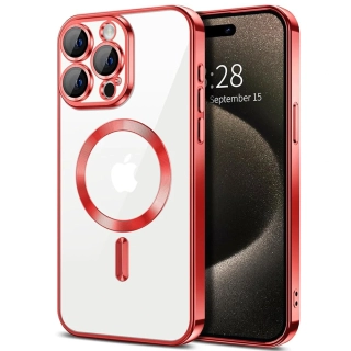 Kryt iPhone 15 Pro Max Techsuit Luxury Crystal MagSafe - červený