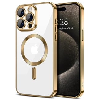 Kryt iPhone 15 Pro Techsuit Luxury Crystal MagSafe - zlatý