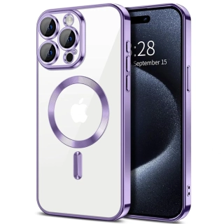 Kryt iPhone 15 Pro Techsuit Luxury Crystal MagSafe - fialový