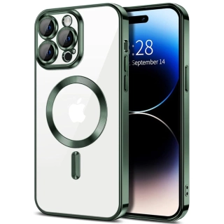 Kryt iPhone 15 Pro Techsuit Luxury Crystal MagSafe - tmavě zelený