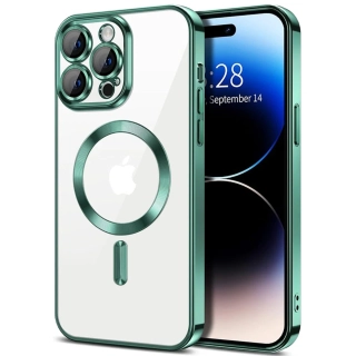 Kryt iPhone 15 Pro Techsuit Luxury Crystal MagSafe - světle zelený