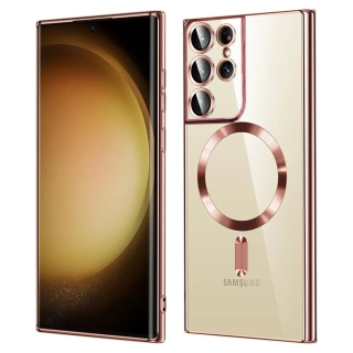 Kryt Samsung Galaxy S22 Ultra 5G Techsuit Luxury Crystal MagSafe - růžový