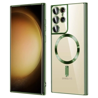Kryt Samsung Galaxy S22 Ultra 5G Techsuit Luxury Crystal MagSafe - tmavě zelený