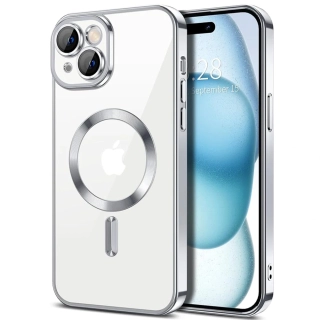 Kryt iPhone 15 Plus Techsuit Luxury Crystal MagSafe - stříbrný