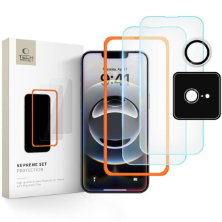 Tvrzené sklo iPhone 16e Tech-Protect Supreme Set (2 ks sklo + 1 ks fotoaparát) čiré