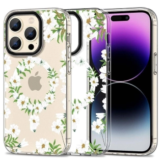 Kryt Samsung iPhone 15 Pro Tech-Protect MagMood MagSafe White Daisy transparentní