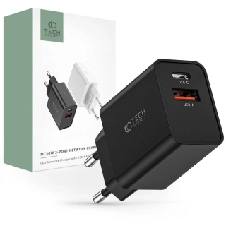 Nabíječka do sítě 30W PD USB-C + QC3.0 USB Tech-Protect NC30W černá