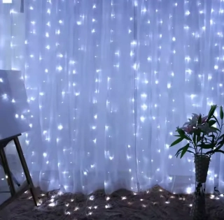 USB světelná clona 3m x 3m 300 LED studené barvy
